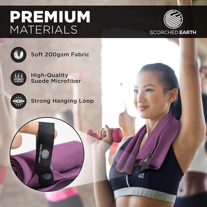 ScorchedEarth Microfiber Travel & Sports Towel Set - Quick Dry, Super Absorbent, Compact, Lightweight - for Camping, Backpacking, Hiking, Beach, Yoga, Swimming - Includes 2 Sizes + Carrying Bag & Clip