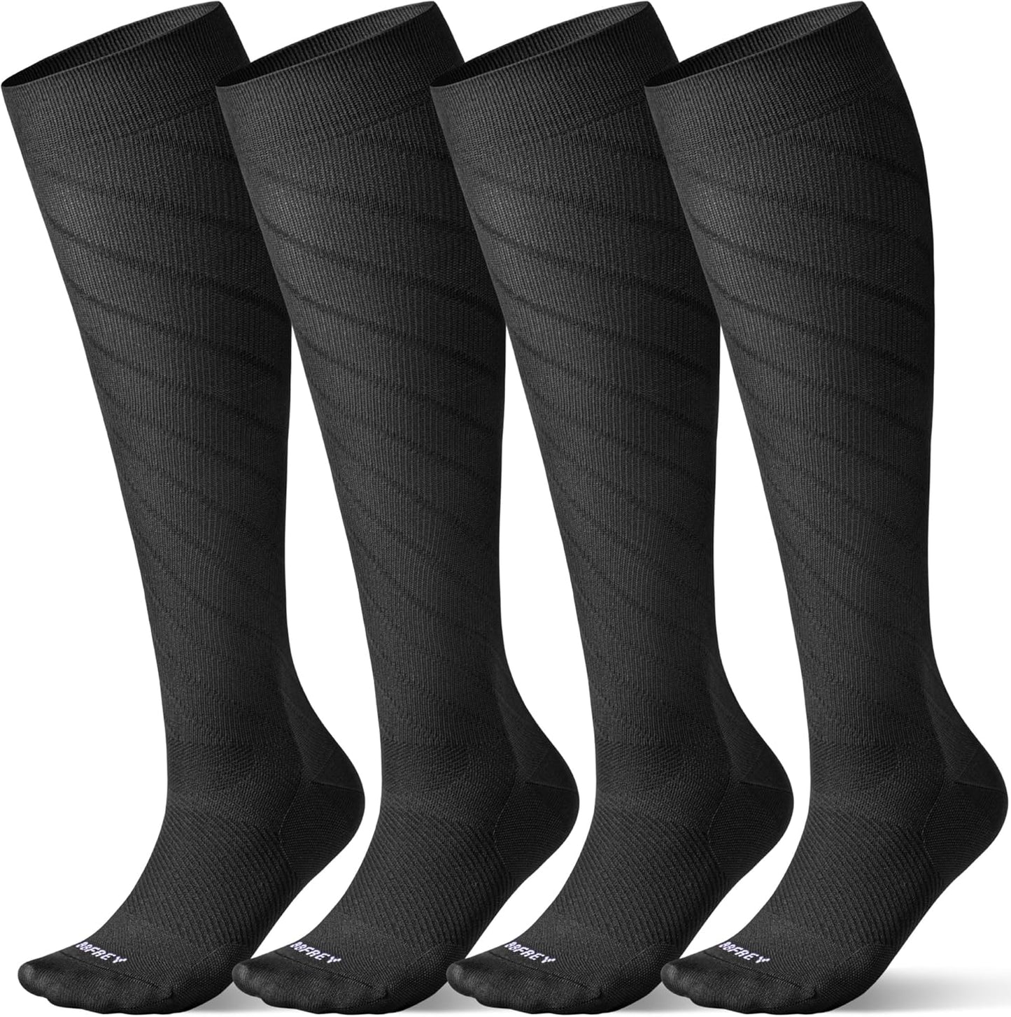 4 Pairs Light Compression Socks for Women Men 15-20 mmHg - Knee High Support for Daily Wear, Travel, Pregnancy, Nurses