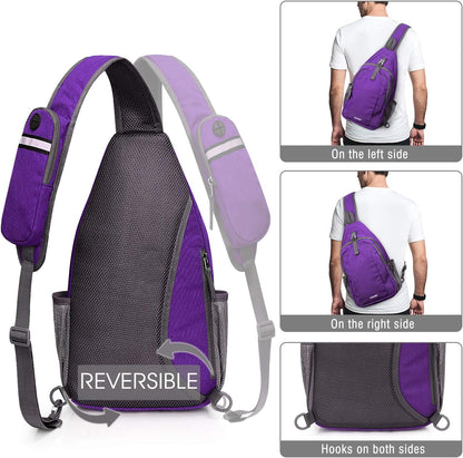 G4Free Sling Bag RFID Blocking Sling Backpack Crossbody Chest Bag Daypack for Hiking Travel(Purple)
