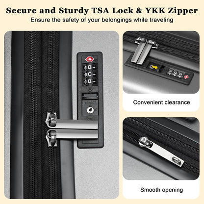 16 Inch Carry On Luggage Airline Approved, Expandable Lightweight ABS+PC Hard Shell Suitcases with 360° Spinner Wheels, TSA Lock, YKK Zippers (Dark Gray, 1 PC)