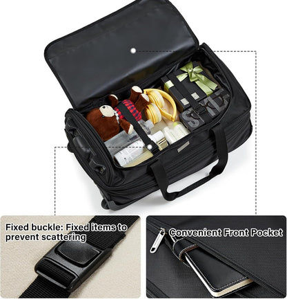 Hanke Expandable Carry On Luggage Suitcases with Wheels Foldable Duffle Bag for Travel Carry On suitcase Weekend Bag for Women Men（Black）