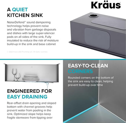 KRAUS Kore 32-Inch Undermount Workstation 16 Gauge Single Bowl Stainless Steel - Image 10
