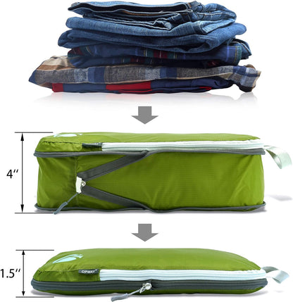 Cipway - 5 Set Compression Packing Cubes for Travel, Ultralight Packing Organizers for Luggage Suitcase & Backpack (Green), L