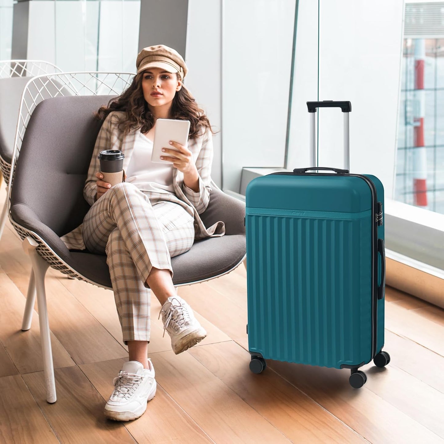 Merax Luggage Sets, Durable Hardshell 3 Piece Suitcase with Double Spinner Wheels and Handle Bags,Lightweight Carry on Luggage with TSA Lock,20+24+28 inches,Dark Green