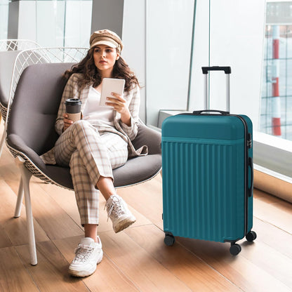 Merax Luggage Sets, Durable Hardshell 3 Piece Suitcase with Double Spinner Wheels and Handle Bags,Lightweight Carry on Luggage with TSA Lock,20+24+28 inches,Dark Green