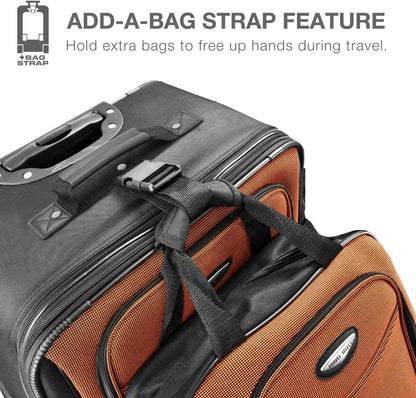 Travel Select Amsterdam 4-Piece Softside Expandable Rolling Luggage Set, Lightweight 2-Wheel Suitcases, Packing Cubes & Travel Tote, Durable Polyester Construction, Navy