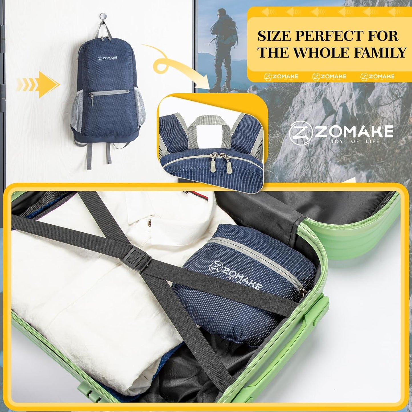 ZOMAKE Ultra Lightweight Hiking Backpack 20L - Packable Small Backpacks Water Resistant Daypack for Women Men(Royal Blue)