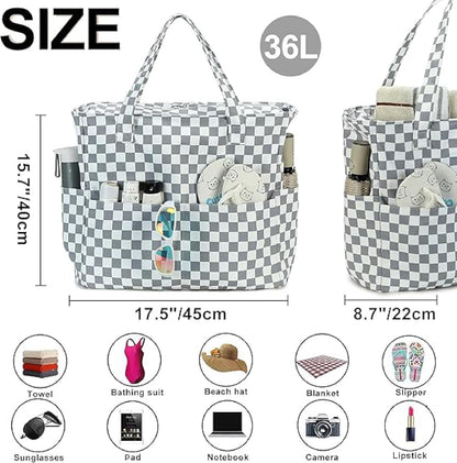 Waterproof Beach Tote Pool Bags for Women Ladies Extra Large Gym Tote Carry On Bag With Wet Compartment for Weekender Travel