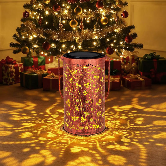 Homemory Bee Solar Lanterns Lights Outdoor Waterproof, Hollowed-Out Metal Decor Lantern, Gifts for Women, LED Solar Lights Metal Decoration Outside for Yard, Patio, Backyard, Porch, Lawn