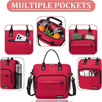 Red Lunch Box for Women for Work Insulated Lunch Bag for Female Adult, Fashion - Image 4