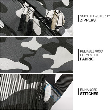 ZORFIN 26L Backpack for College, and Travel: Water Resistant Bookbag - Camo Black