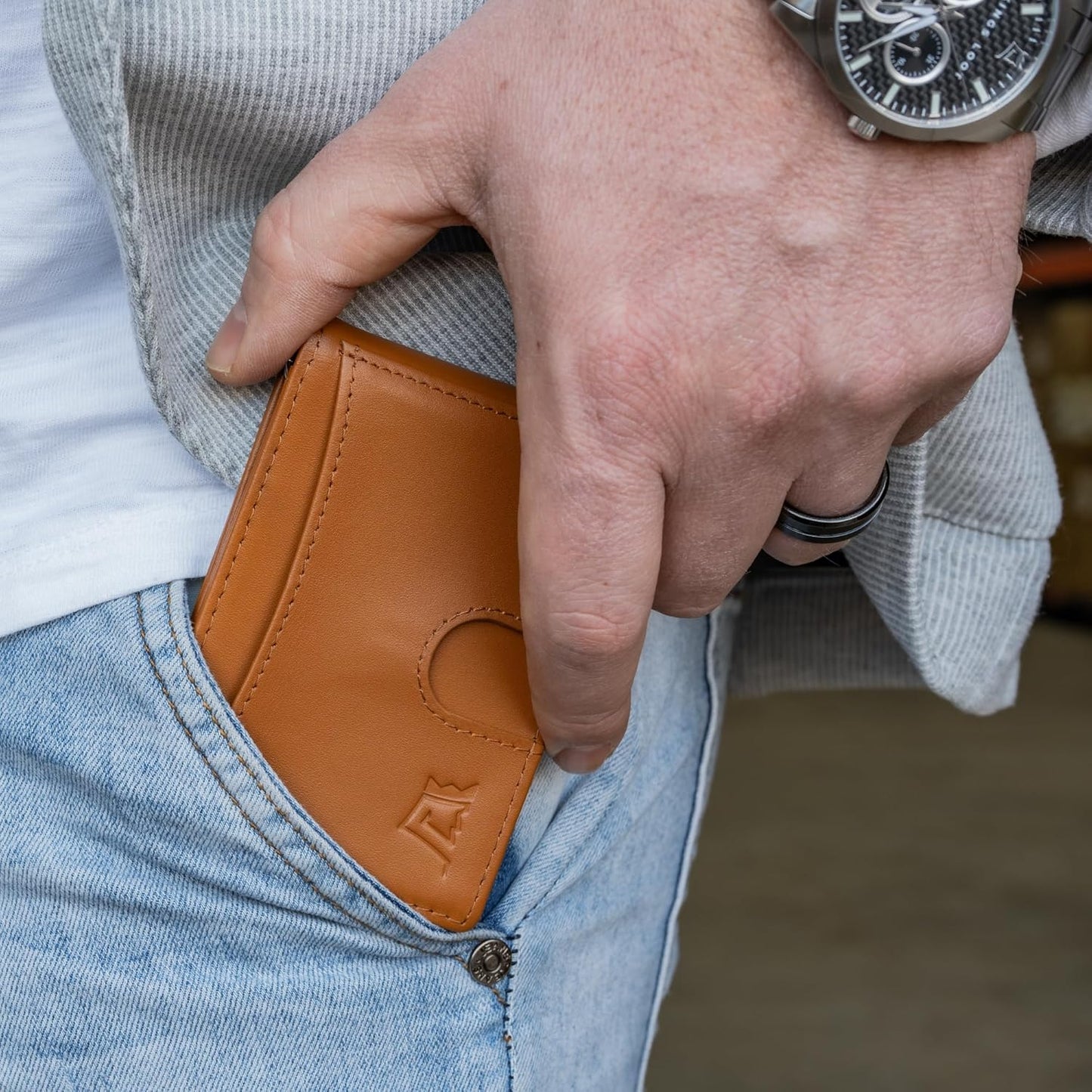 Kings Loot Custom Wallet for Men | Engraved Leather Slim Wallet with Money Clip | Personalized RFID Blocking Design | Minimalist & Stylish Wallets (Cognac)