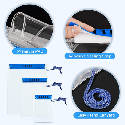 HEETA 5-Pack Clear Waterproof Dry Bag, Water Tight Cases Pouch Dry Bags for Camera Mobile Phone Maps, Kayaking Boating Document Holder