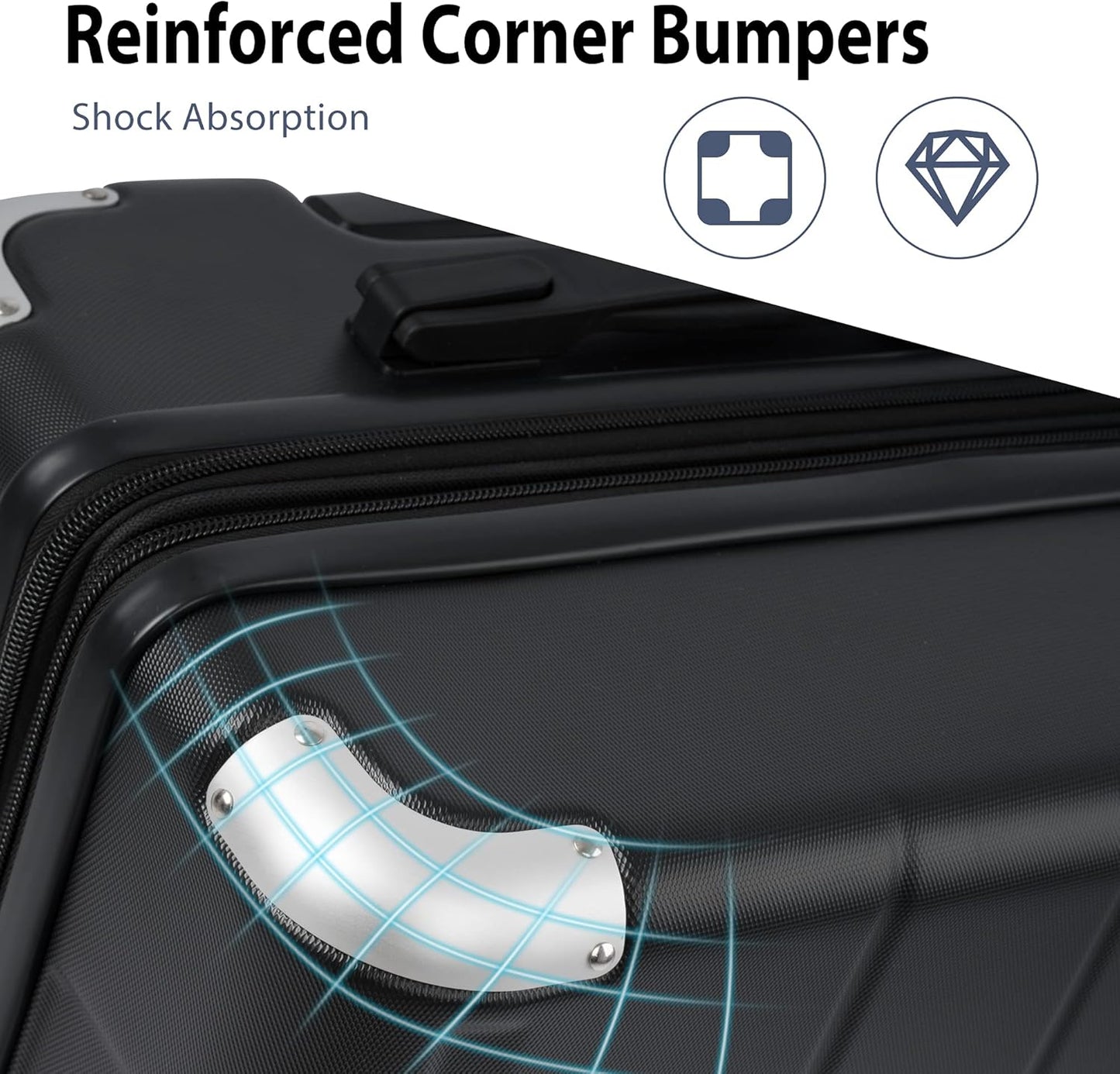 Merax 28 Inch Checked-Large Luggage with Wheels Aluminum Alloy Corner Hard Shell Suitcase TSA Luggage Suitcases for Travel Woman Men(Black)