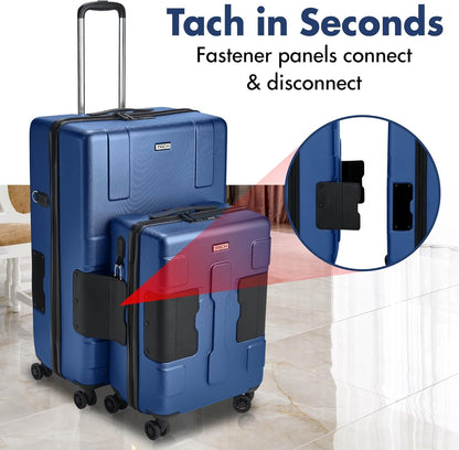 Tach V3.1 Hard Shell 2 Piece Luggage Set - 20 & 28 inch Luggage | Carry On & Large Checked Suitcases | Patented Built-In Connecting System | Rolling Suitcase Links 9 Bags (Midnight Blue)