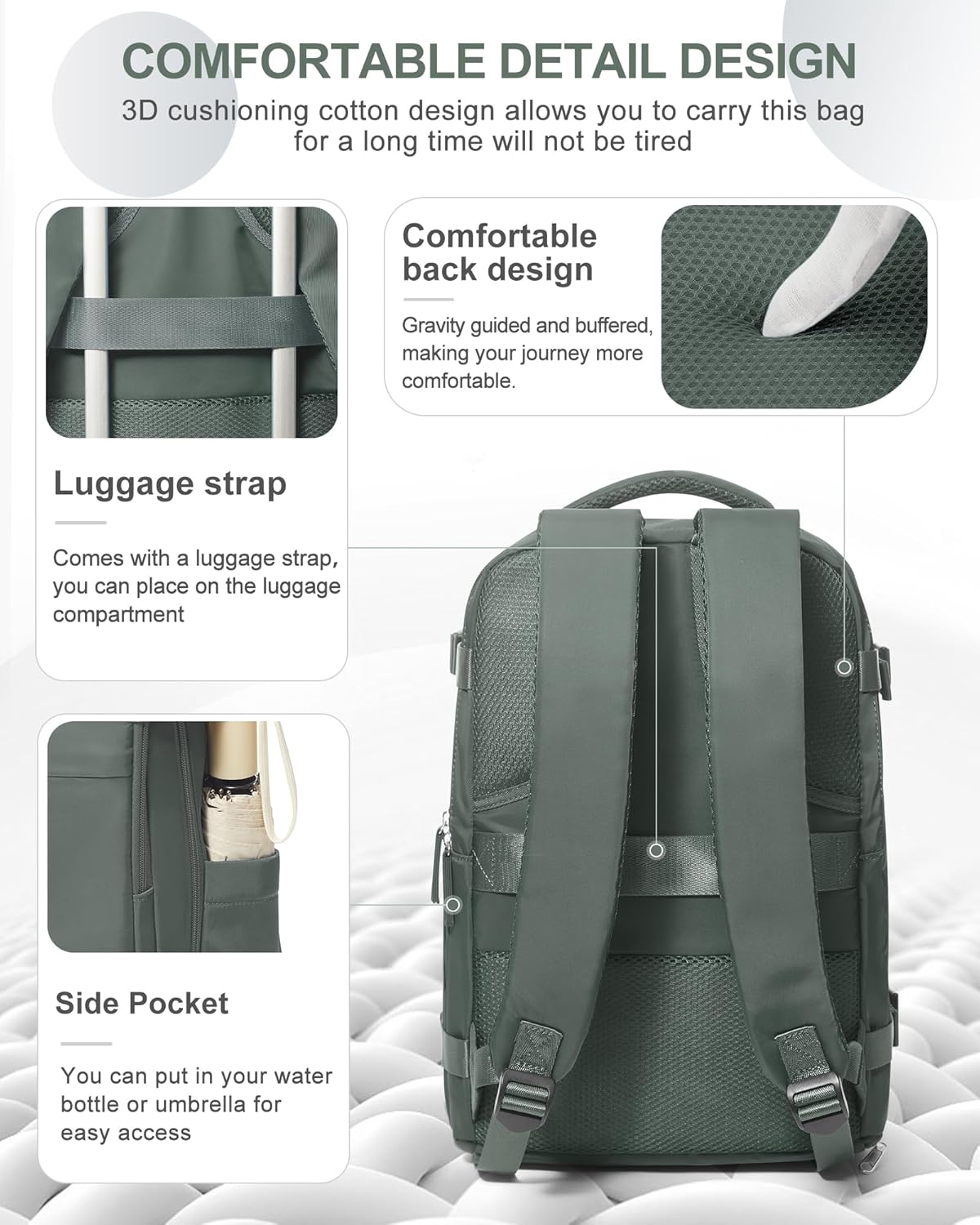 coowoz Travel Backpack Carry On for Women Man Gym Backpack with Laptop Compartment Mochila de Viaje Teacher Personal Item Backpacks Rucksack Airplane Accessories Must Haves Olive Green Small