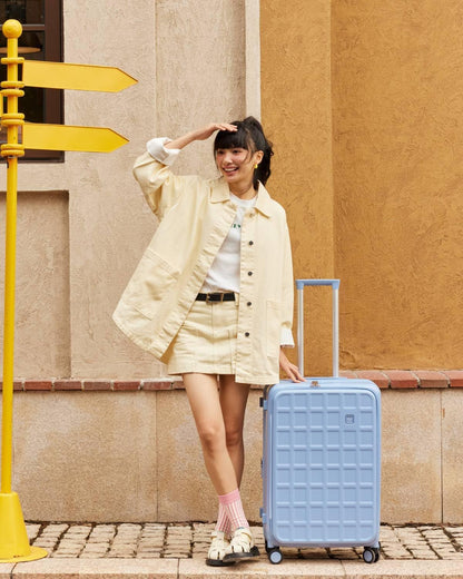 aji Expandable Top Opening Carry On Luggage Airline Approved, 20 Inch Lightweight Hardside Carry On Suitcase with Spinner Wheels, Travel Luggage with Laptop Compartment for Women Men, Blueberry Blue