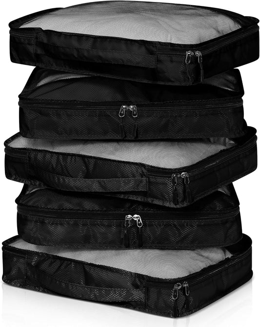 5 Pcs Packing Cubes for Suitcase Large Travel Cubes Carry on Luggage Organizer Bags for Clothes Accessories(L,Black)
