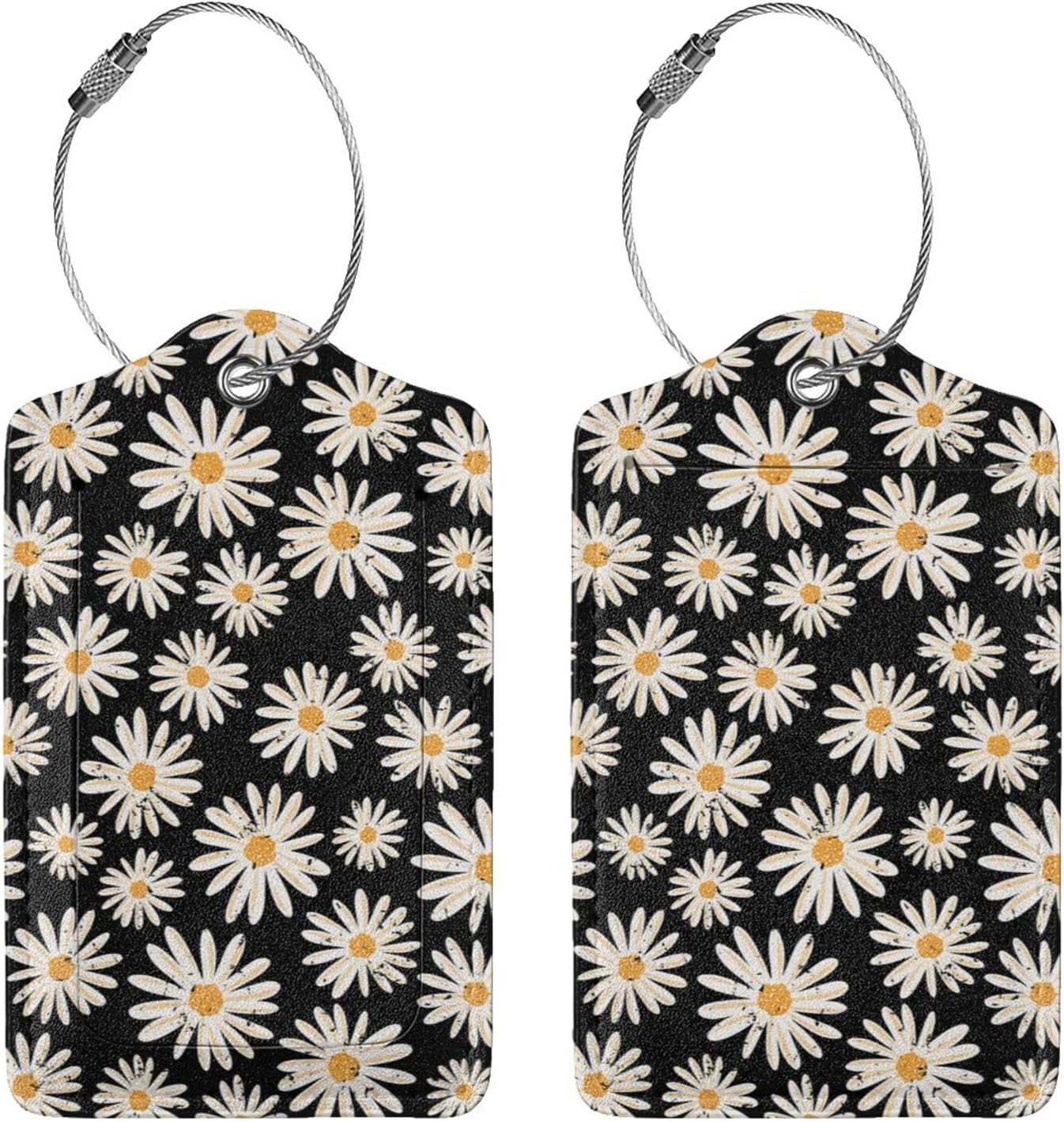 Set of 2 Luggage Tag for Suitcases Tie dye PU Leather Luggage Tag with Full Back Privacy Name ID Card Fun Laggage Tags