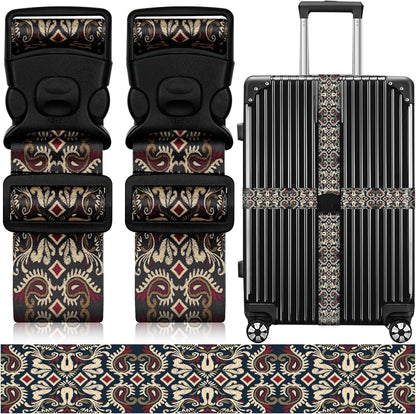 2 Pack Luggage Straps for Suitcases, Adjustable Travel Belt with Double Lock and Quick Release Buckle, Heavy Duty Nylon Bag Packing Strap, Unique Identifiers Business Travel Accessories-Dark Totem