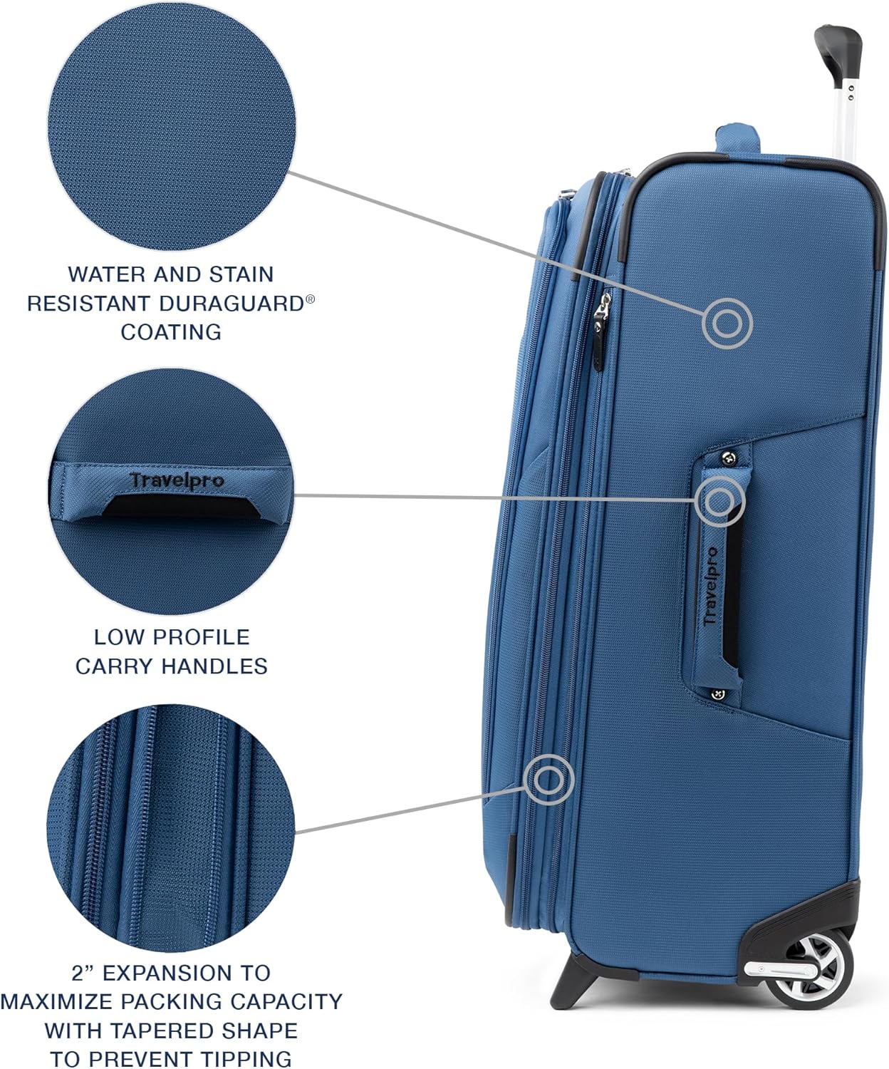 Travelpro Maxlite 5 Softside Expandable Upright 2 Wheel Checked Luggage, Lightweight Suitcase, Men and Women, Ensign Blue, Checked Medium 26-Inch