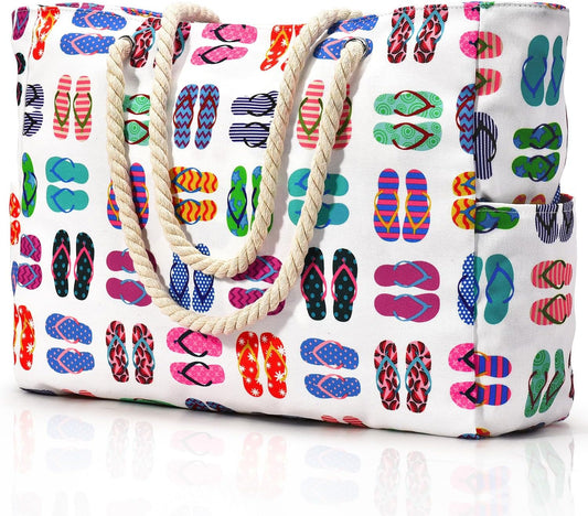 Becokan Beach Bags for Women Large Waterproof Beach Tote Bag Zipper Beach Bags Waterproof Sandproof Swim Pool Bag Large Tote