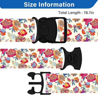 Luggage Straps for Suitcases, Travel Adjustable Belt with Quick Release Buckle, Heavy Duty Nylon Bag Packing Strap, Unique Bright Identifiers Business Travel Accessories (2 Pack) - Rose Flowers