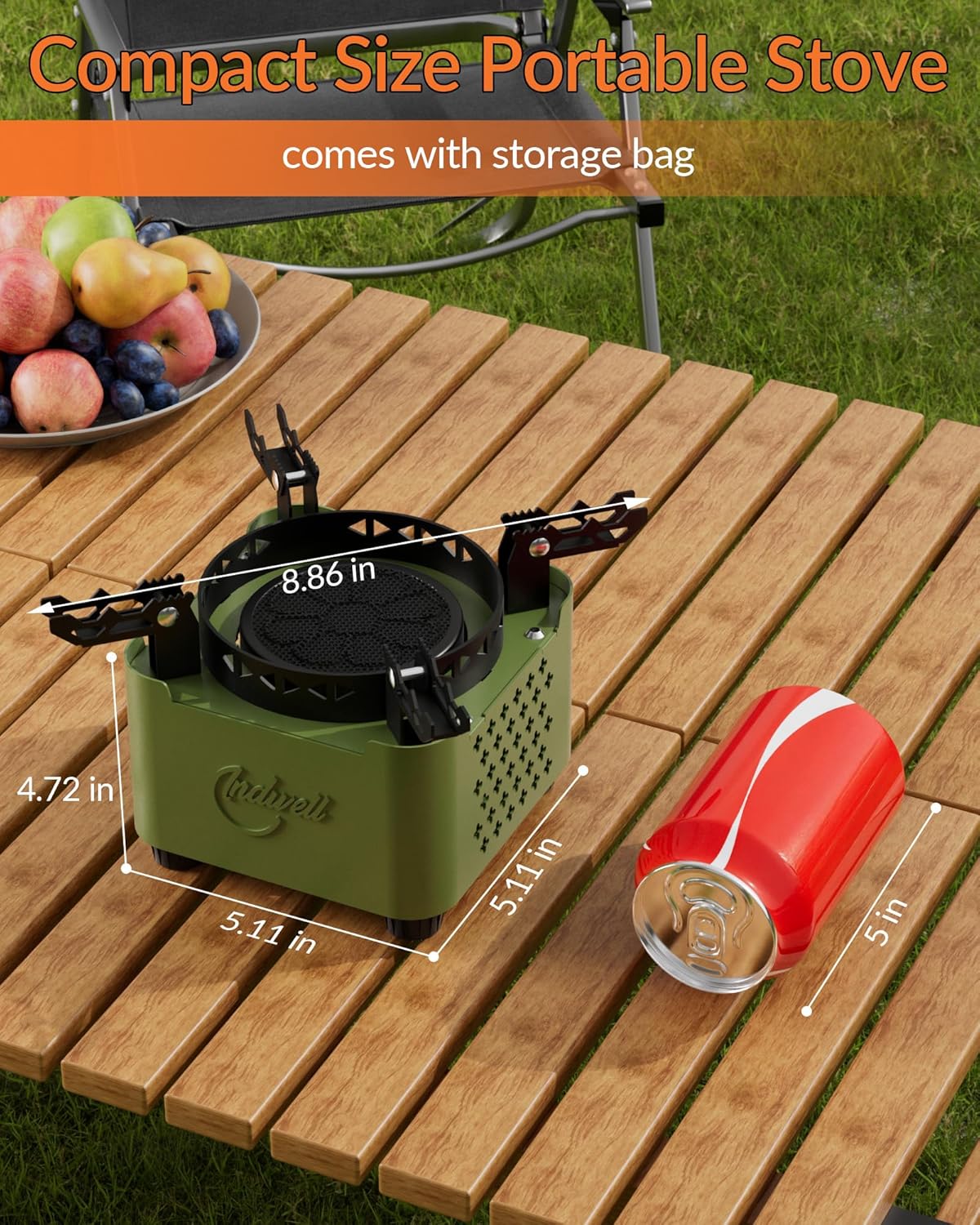 Indwell Camping Stove with Infrared Burner, Single Burner Propane Stove Ultra-Thin Design Adjustable Flame Control Wind-Resistant Portable Gas Cooker for Camping Hiking Outdoor Cooking