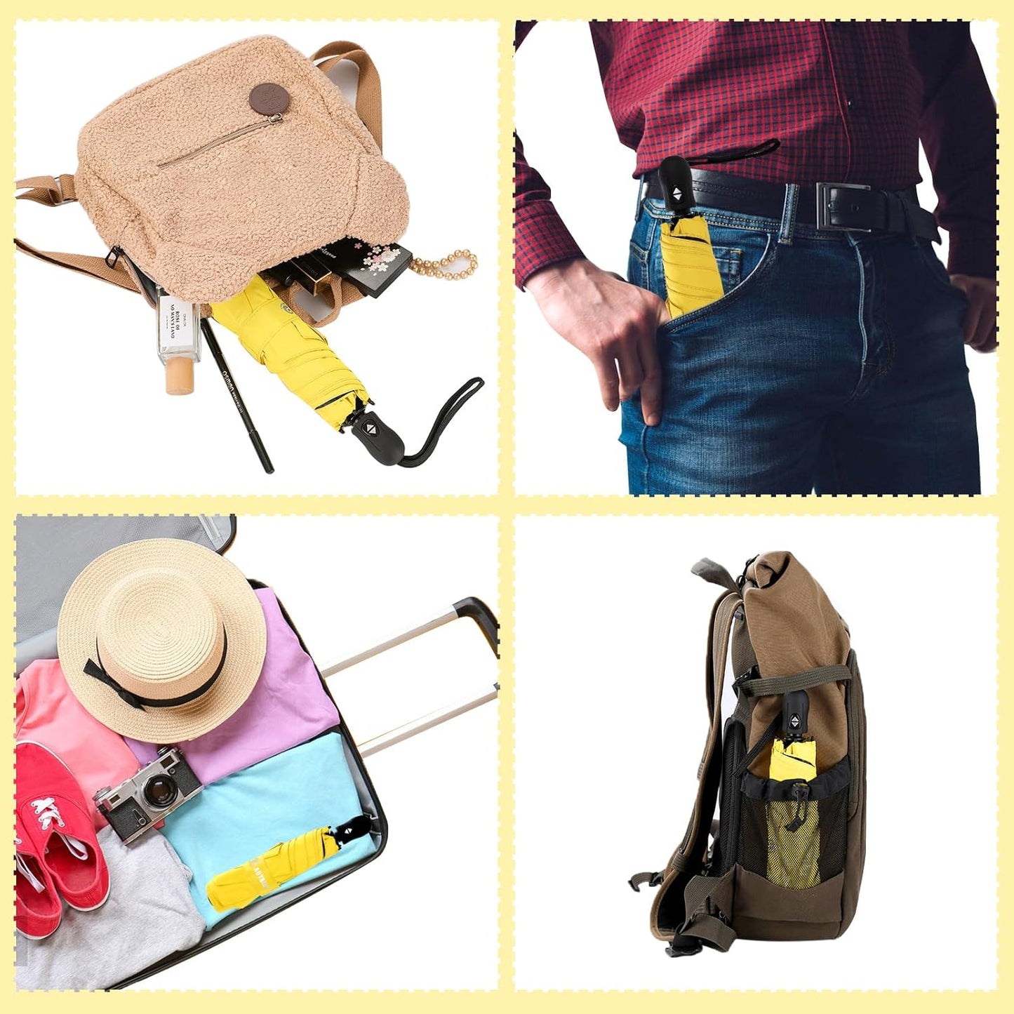 GAOYAING Compact Automatic Travel Umbrella with Case, Mini Small Folding Sun UV, Pocket Purse Umbrella