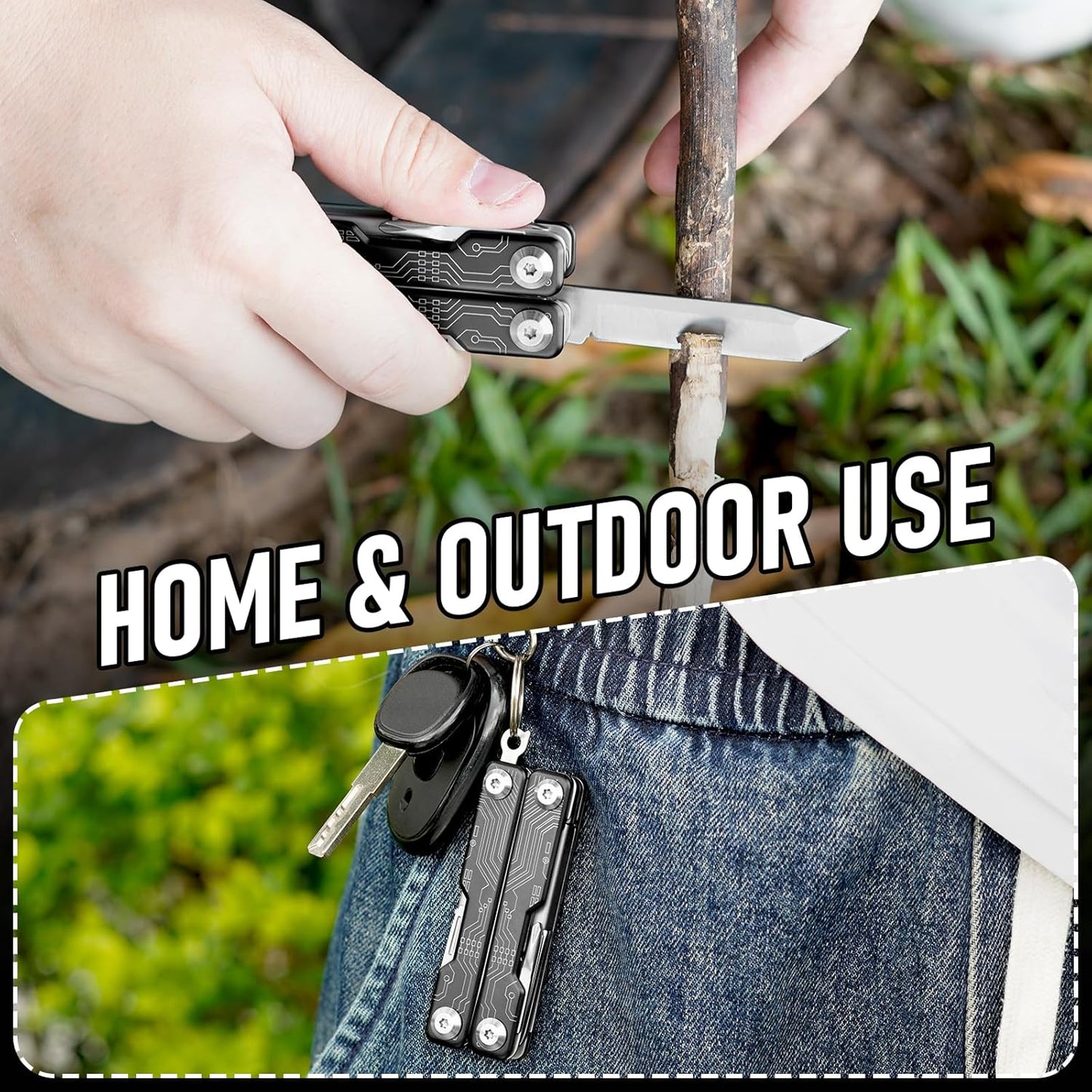 BIBURY Mini Keychain Multitool Scissors B12062B, 9 in 1 Multitool EDC Scissors with Screwdriver, Bottle Opener, Pocket Knife, Spring -Mini Multi Tool for Outdoor, Daily Use, Gifts for Men and Women