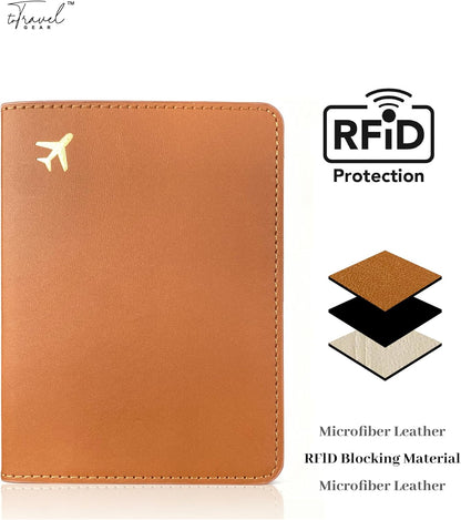 Passport Holder for Travel Essentials,RFID Blocking Passport Cover Case for Travel Accessories,Travel Wallet for Women Men (Dark Brown)
