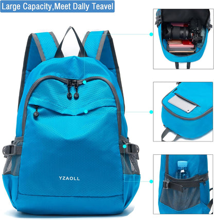 YZAOLL Small Lightweight Packable Hiking Backpack, 20L Hiking Backpack Day Pack for Women Men Travel Camping Vacation,Blue