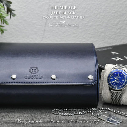 Watch Roll Case for Travel 6 slot Watches Organizer - Midnight Blue