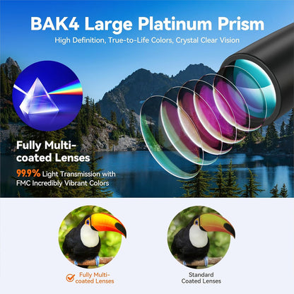 12x42 HD Binoculars for Adults - Upgraded BAK4 Prism and FMC Lens, Phone Adapter + Tripod for Bird Watching, Cruise Ships, Concerts, Hunting, Hiking, Wildlife Observation