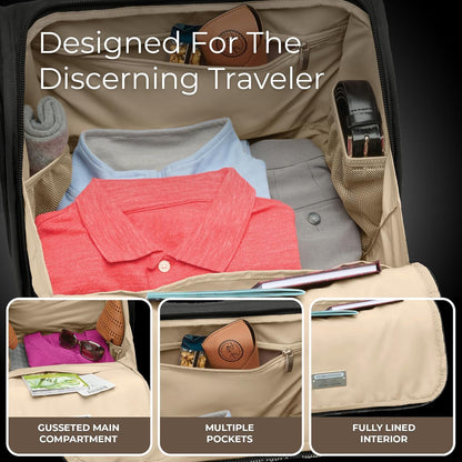 Briggs & Riley Cabin Spinner - Carry On Luggage for Travel, Suitcases with Wheels, Softside Rolling Bag for Men & Women, Fits Under Plane Seat, Interlocking Handle - Baseline Collection, Black