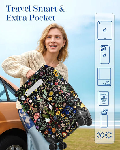 Slohif Luggage Cover for Suitcase Tsa Approved Protector - Luggage Sleeve Large Suit Case Cover Travel Stretch Baggage Case Protective Washable Fit 18-20 Inch Flower XS
