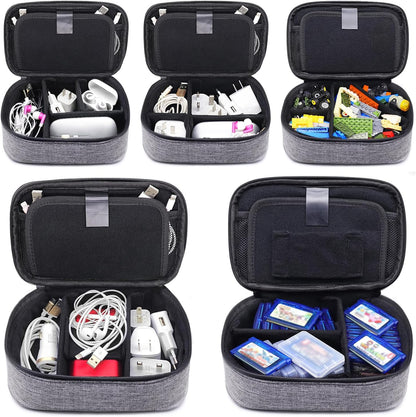sisma Electronics Cords Organizer Tech Accessories Storage Case Travel Small Carrying Bag for Charging Cables Adapter USB Plugs Power Cord Leads - Grey 1680d