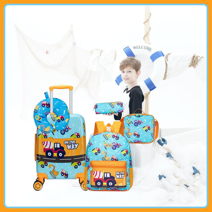 Kid’s Luggage Set 5 Piece Suitcase Set 16’’ Hardside Luggage with Spinner Wheels Girls Boys Carry on Toddler Luggage Travel Rolling Luggage Carry on Luggage Airline Approved Car