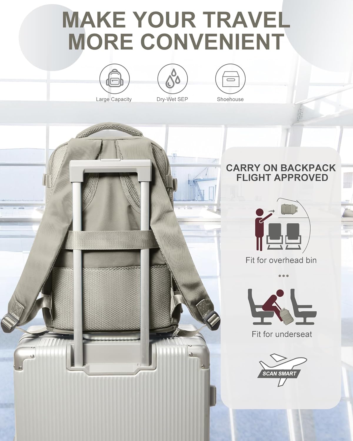 coowoz Travel Backpack Carry On for Women Man Gym Backpacks with Laptop Compartment Mochila de Viaje Teacher Personal Item Backpack Rucksack Airplane Accessories Must Haves Brown Small