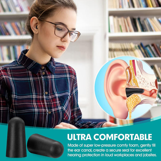 200 Pair Earplugs for Noise Cancelling Ultra Soft Foam Ear Plugs for Sleeping Noise Blocking Earplugs for Study Work Black Color