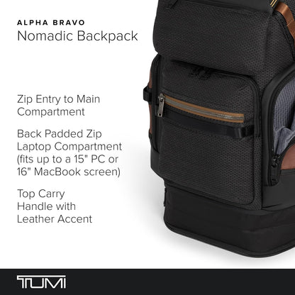 TUMI - Alpha Bravo Nomadic Backpack - Men's Durable Carry On Bag - 18.8" X 15.0" X 9.0" - Fits up to 15" Laptop - Black Onyx