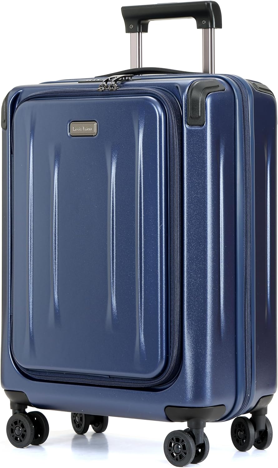 Carry On Luggage, 20Inch Top Opening Airline Approved ABS+PC Hard Shell Suitcases with Silent Wheels, TSA Lock,Front Pocket and Wet-dry Separated Six-piece Set (Dark Blue, 20 Inch)