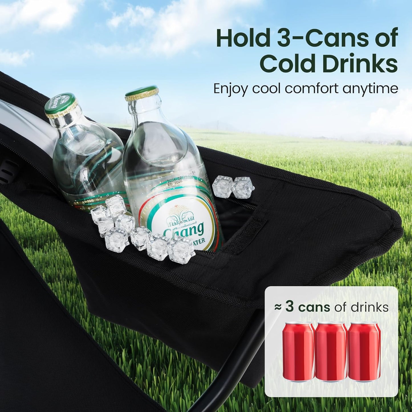 HIGH POINT SPORTS 2 Pack Portable Camping Chair for Adults, Folding Outdoor Camp Chair Lightweight Lawn Chairs Folding Collapsible Chair for Camping, Tailgates, Beach, Black, Support 250 lbs