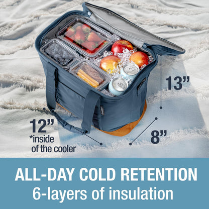 CleverMade Collapsible Insulated Cooler Bag – Leakproof Soft Folding Cooler for Beach, Travel, Car