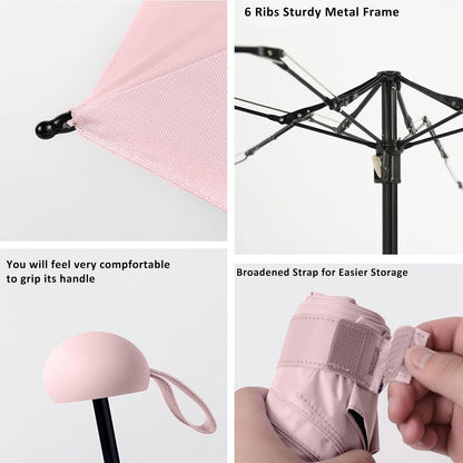 BAODINI Travel Mini Umbrella for Purse With Case Small Compact UV Sun Protection Sun Lightweight Tiny Pocket Umbrella for Women Kids and Men