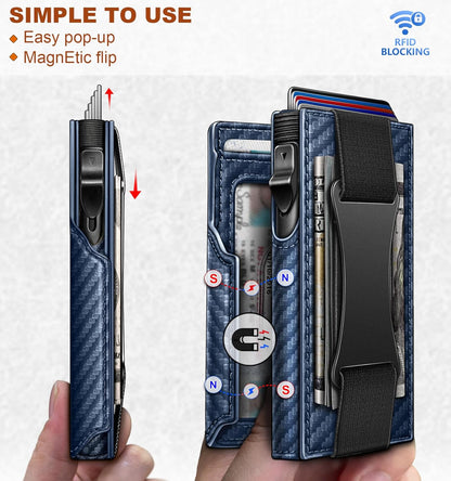 BULLIANT Men Wallet Gift Boxed,Slim Front Pocket Wallet Money Clip Card Holder 3.8"x2.7",Pop-up Access