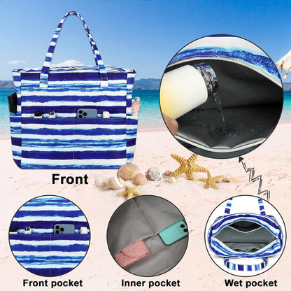 Waterproof Beach Tote Pool Bags for Women Ladies Extra Large Gym Tote Carry On Bag With Wet Compartment for Weekender Travel