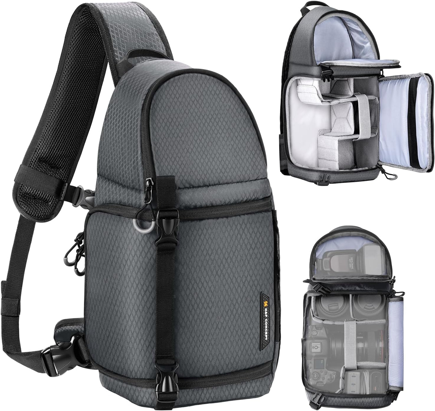 K&F Concept Camera Sling Bag Crossbody Bag Camera Shoulder Backpack DSLR/SLR/Mirrorless Photography Bags Compatible with Canon/Nikon/Sony/Fuji/Gopro/DJI