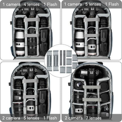 TORIBIO Camera Backpack, Hardshell DSLR Photography Camera Bag, Waterproof Hard Shell Camera Case with Tripod Holder & 15.6" Laptop Compartment Compatible with Canon/Nikon/Sony/DJI Mavic Drone