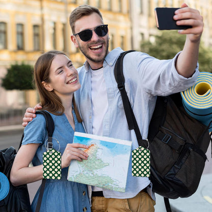 2 Pack Floral Luggage Tag for Women, Green Leather Luggage Tags for Suitcases Waterproof, Name ID Labels with Privacy Cover Suitcases Bag Luggage Tags for Travel, Travel Accessory Luggage Tag